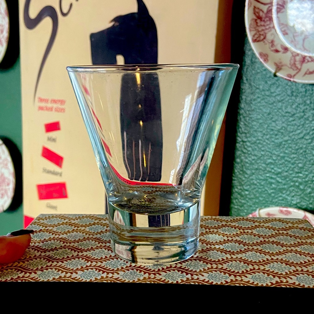 Set of 4 Martini Glasses Heavy Thick Walled Weighted Bottom Stemless 4.5”